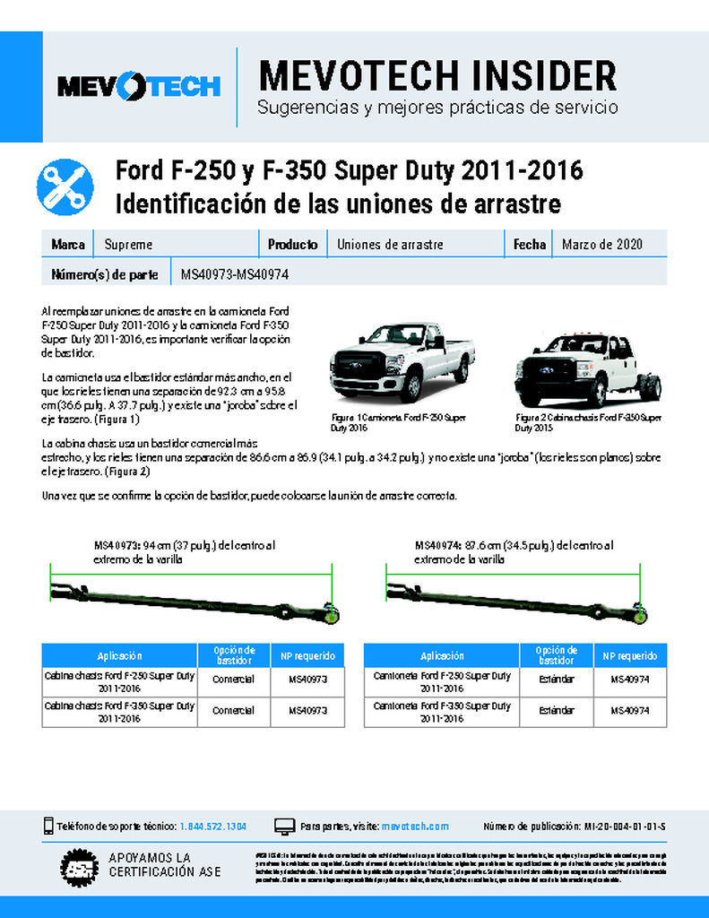 Ford F-250 y F-350 Super Duty 2011-2016  Identificación de las uniones de arrastre