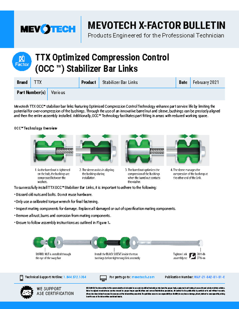 TTX Optimized Compression Control (OCC ™) Stabilizer Bar Links