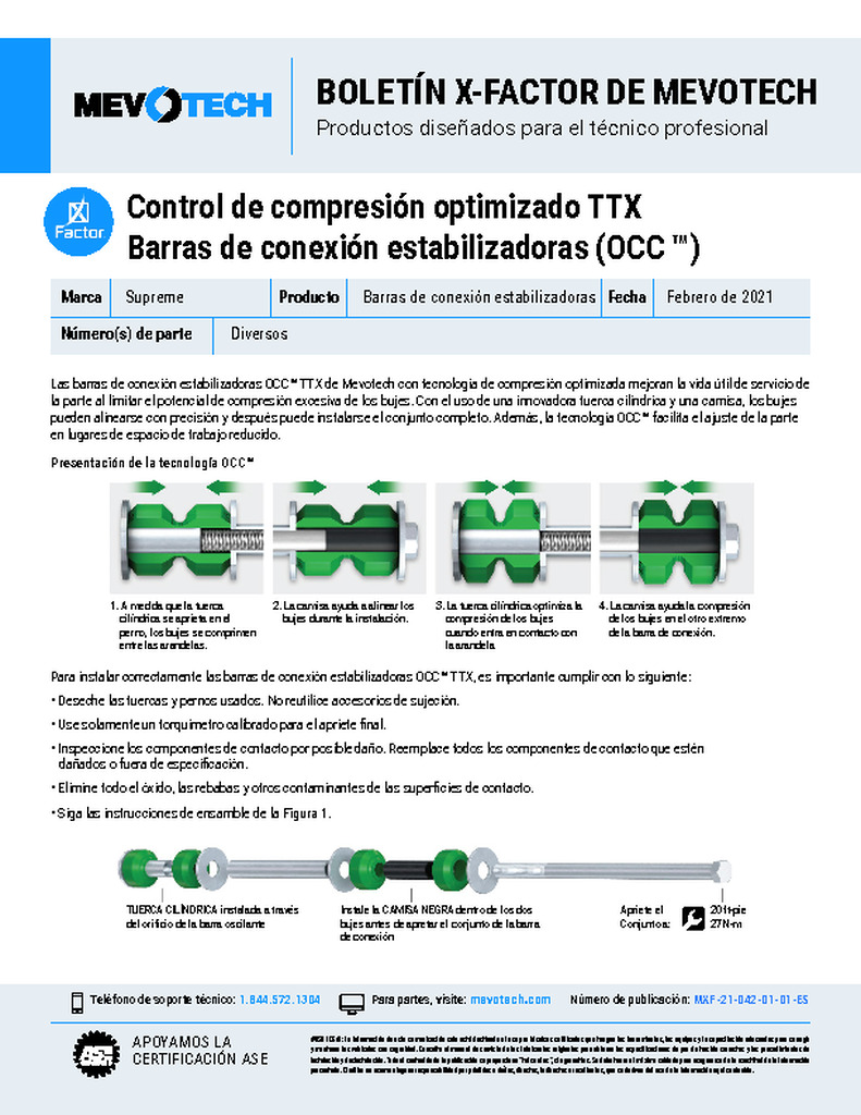 Control de compresión optimizado TTX Barras de conexión estabilizadoras (OCC ™) Presentación de
