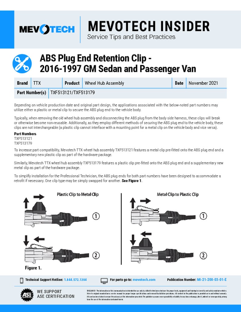 ABS Plug End Retention Clip – 2016-1997 GM Sedan and Passenger Van