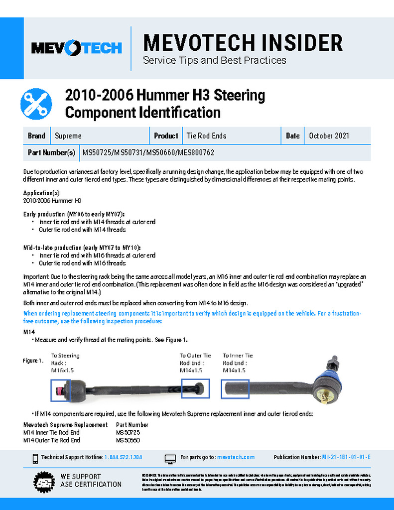 2010-2006 Hummer H3 Steering Component Identification