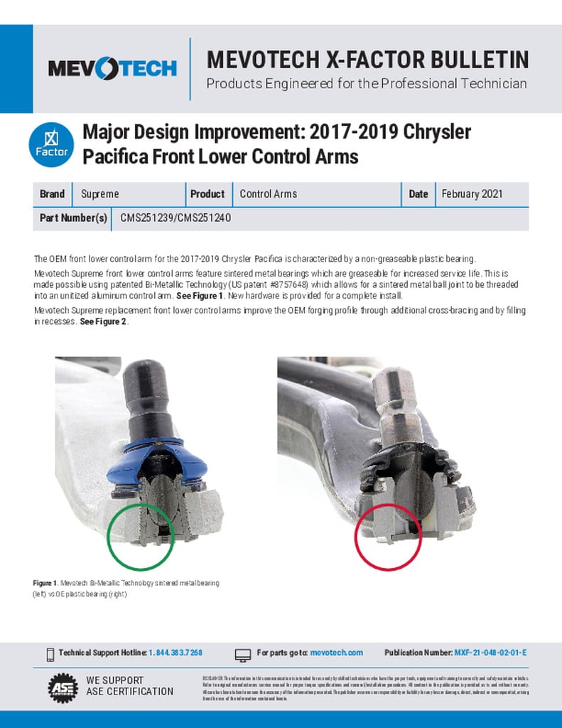 Major Design Improvement: 2017-2019 Chrysler Pacifica Front Lower Control Arms