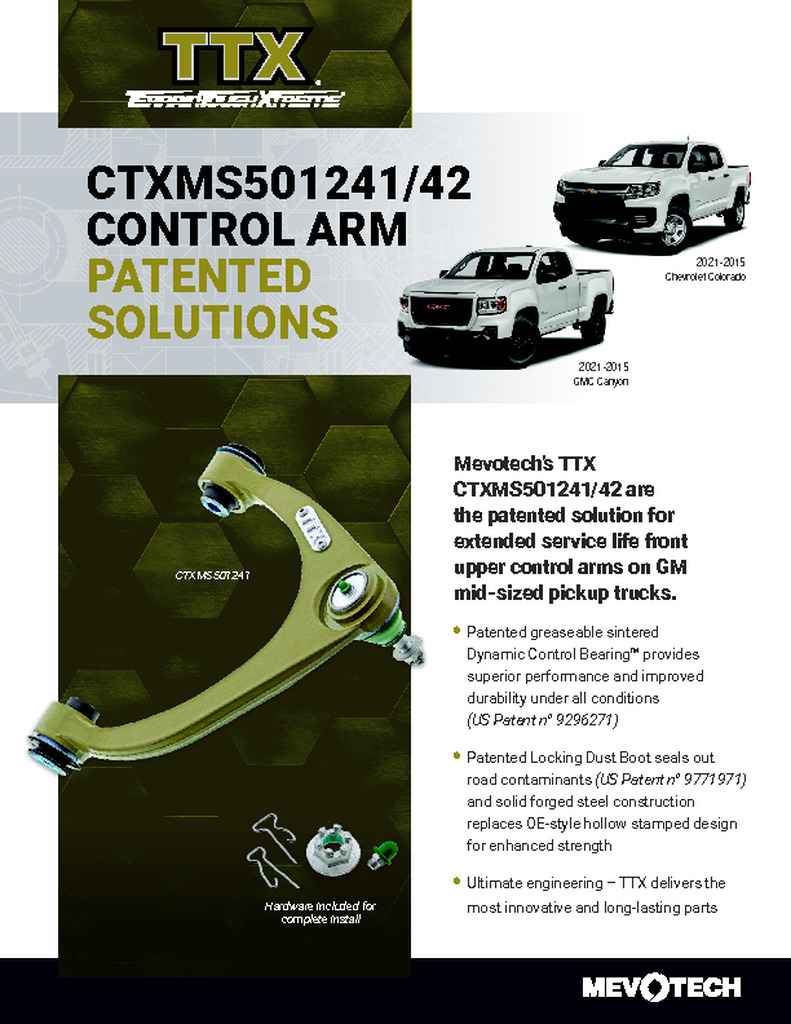 CTXMS501241/42 CONTROL ARM PATENTED SOLUTIONS