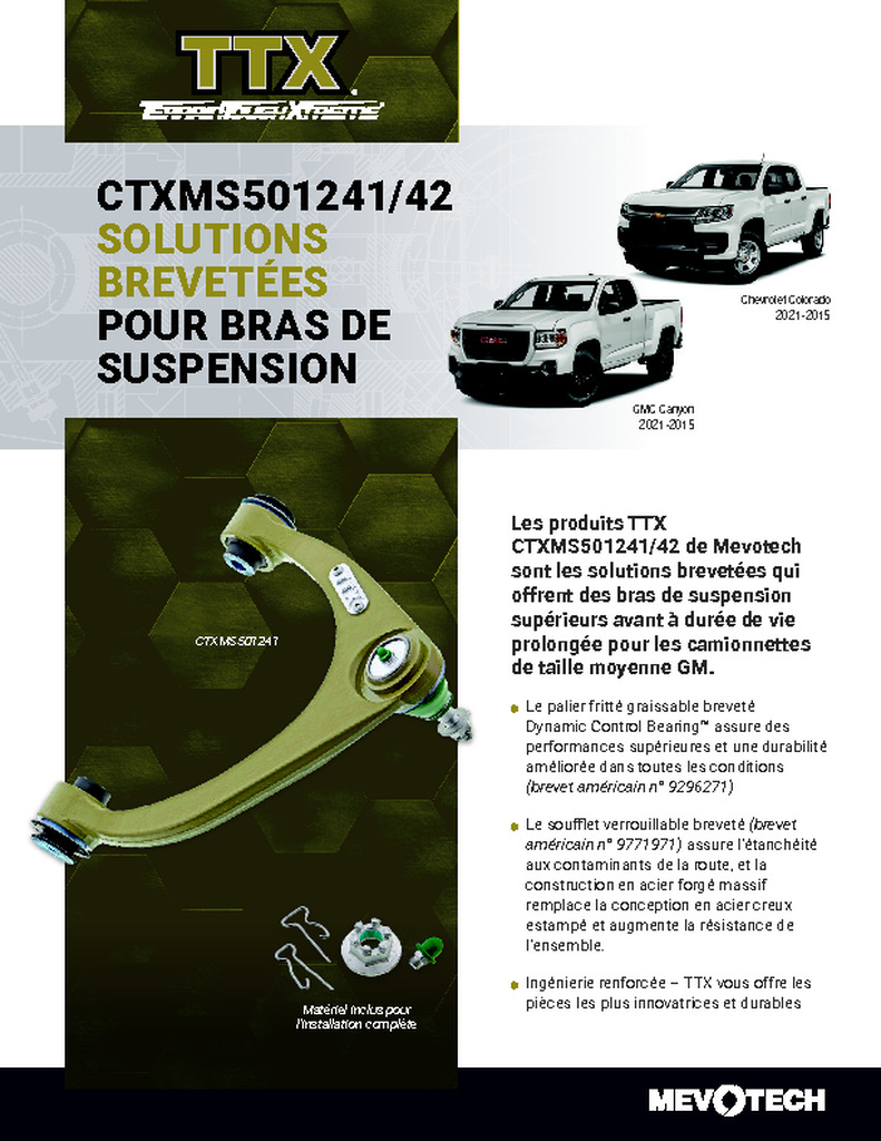 CTXMS501241/42 SOLUTIONS BREVETÉES POUR BRAS DE SUSPENSION