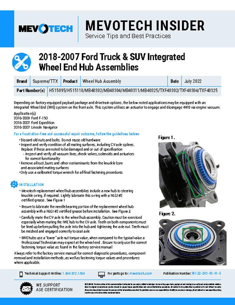 2018-2007 Ford Truck & SUV Integrated Wheel End Hub Assemblies