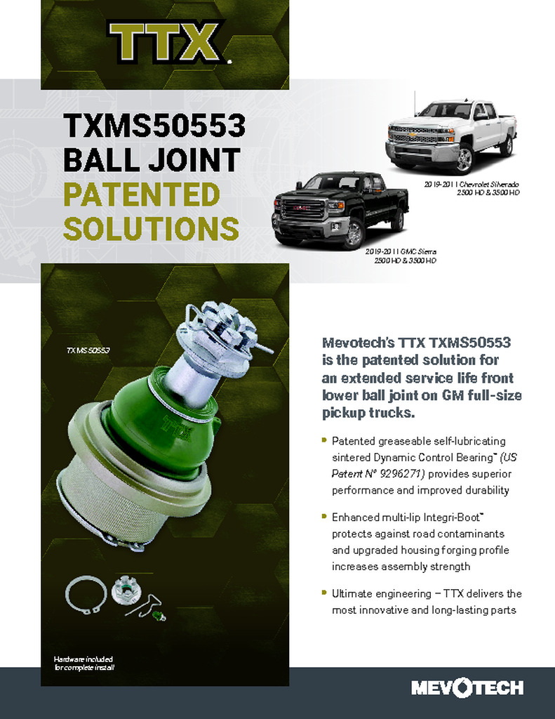 TXMS50553 BALL JOINT PATENTED SOLUTIONS – 2019-2011 GM