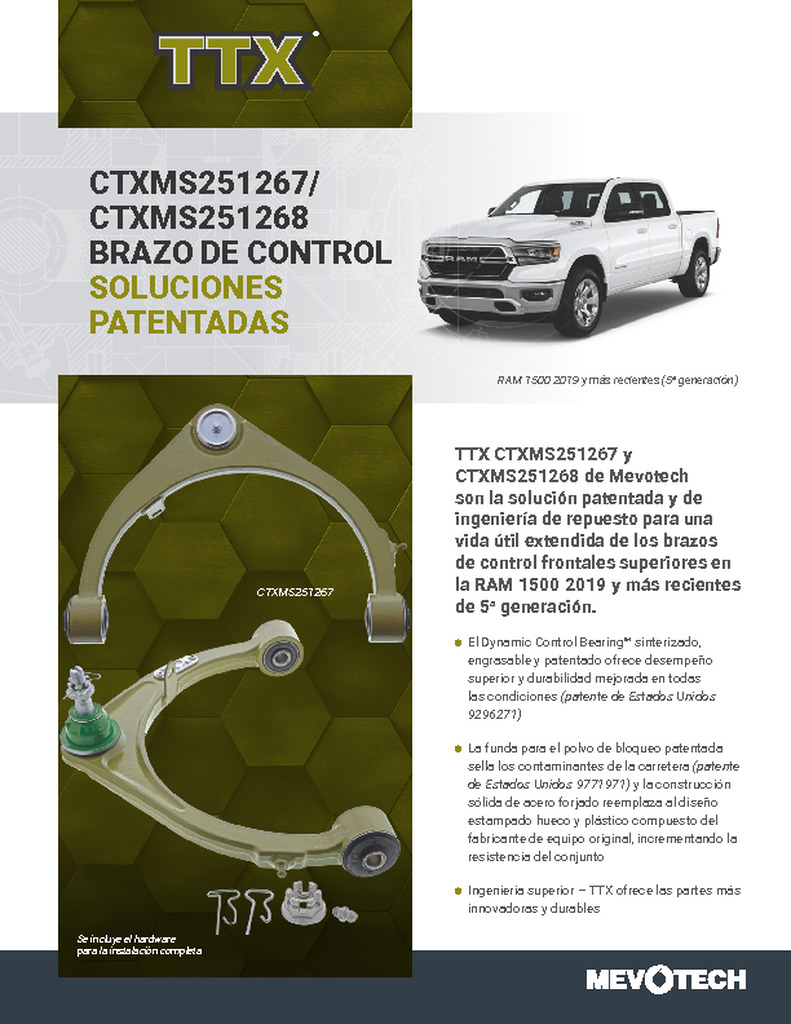 CTXMS251267/CTXMS251268 BRAZO DE CONTROL SOLUCIONES PATENTADAS