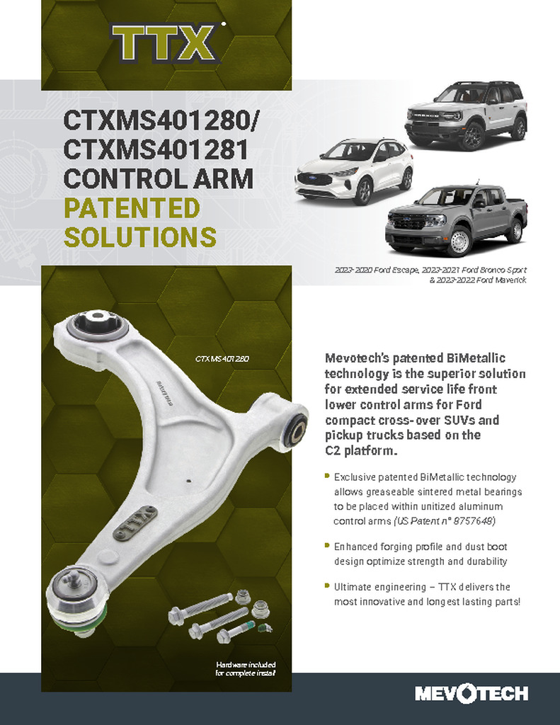 CTXMS401280/ CTXMS401281 CONTROL ARM PATENTED SOLUTIONS