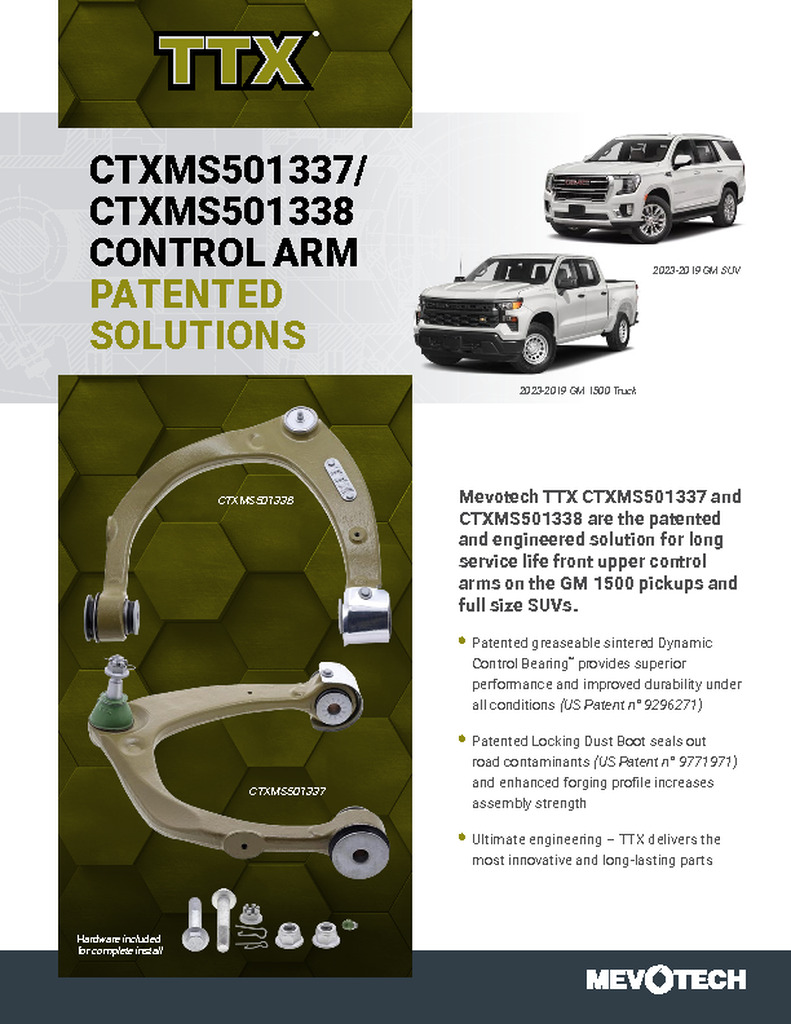 CTXMS501337/ CTXMS501338 CONTROL ARM PATENTED SOLUTIONS