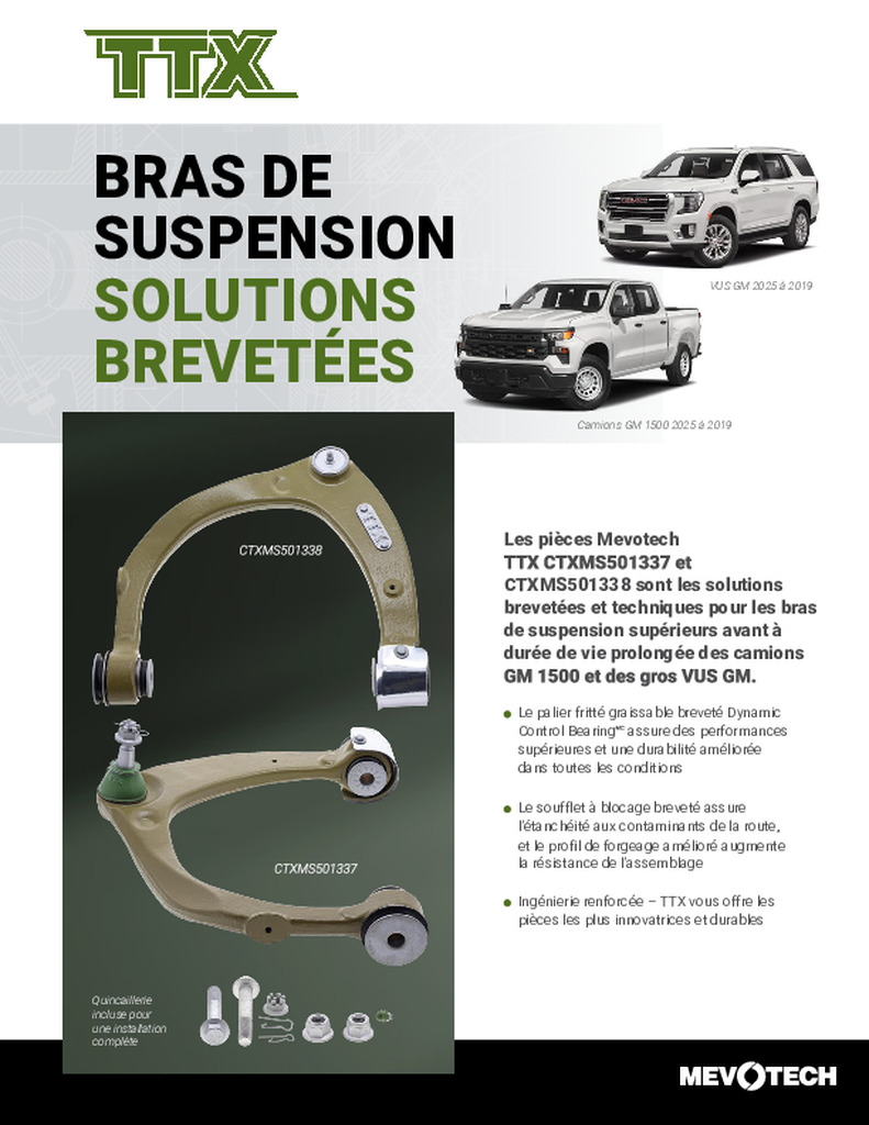 BRAS DE SUSPENSION CTXMS501337/ CTXMS501338 SOLUTIONS BREVETÉES