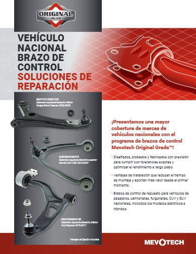 VEHÍCULO NACIONAL BRAZO DE CONTROL SOLUCIONES DE REPARACIÓN