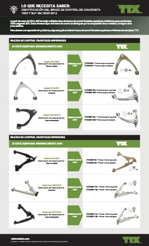 LO QUE NECESITA SABER: IDENTIFICACIÓN DEL BRAZO DE CONTROL DE CAMIONETA 1500 Y SUV GM 2020-2014