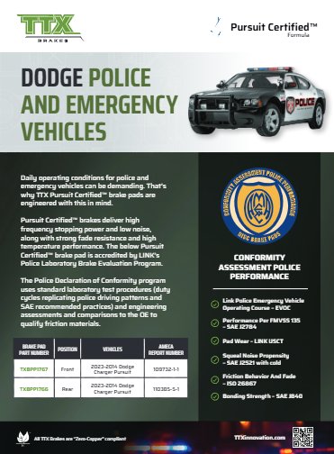TTX Brakes – Pursuit Certified – Dodge Police and Emergency Vehicles