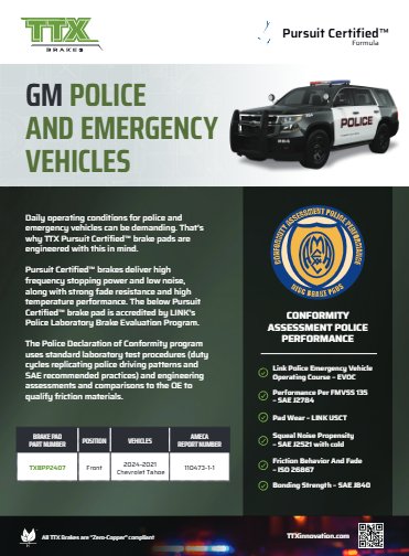TTX Brakes – Pursuit Certified – GM Police and Emergency Vehicles