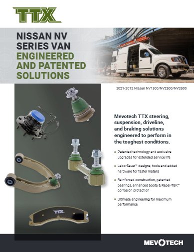 TTX Coverage for 2021-2012 Nissan NV1500 NV2500 NV3500